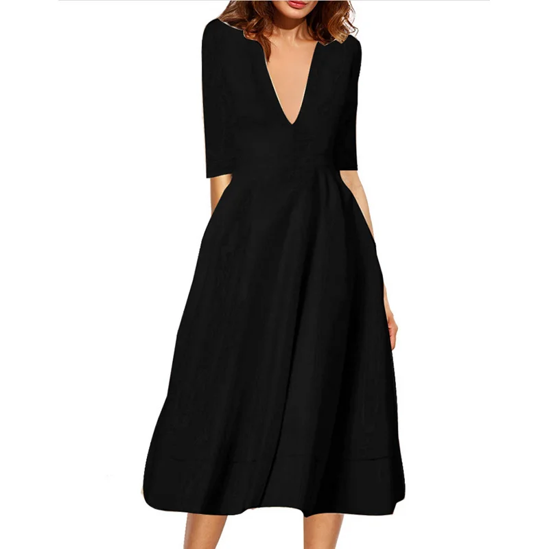 Sexy Deep V Neck Women's Summer Dress Casual Loose Elegant Ball Gown Dress Vintage Long Party Dresses Female Vestidos Plus Size
Sexy Deep V Neck Women's Summer Dress Casual Loose Elegant Ball Gown Dress Vintage Long Party Dresses Female Vestidos Plus Size