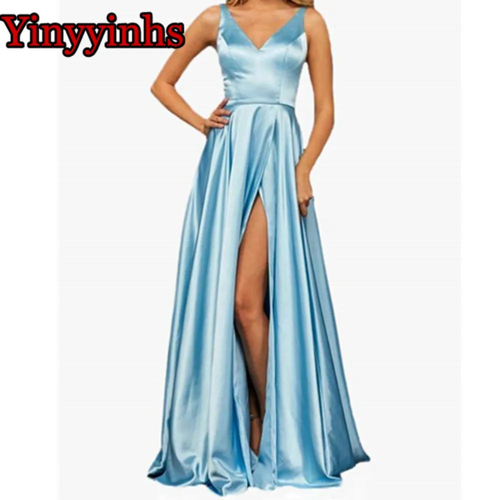Vestido De Festa 2020 Sexy A Line V-neck Prom Dresses Long High Slit Skirt Satin Formal Evening Formal Gowns Pageant Dress
Vestido De Festa 2020 Sexy A Line V-neck Prom Dresses Long High Slit Skirt Satin Formal Evening Formal Gowns Pageant Dress