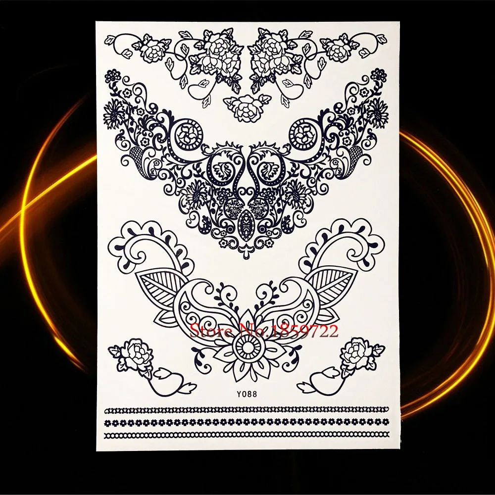 1PC Fashion Body Art Black Ink Henna Temporary Tattoo Sticker HBJ029 Rose Flower Mehndi Desgin Waterproof Arm Hand Chest Tattoos
1PC Fashion Body Art Black Ink Henna Temporary Tattoo Sticker HBJ029 Rose Flower Mehndi Desgin Waterproof Arm Hand Chest Tattoos