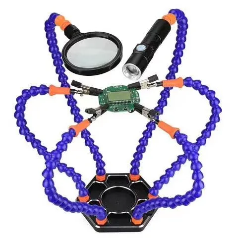Soldering Helping Hands Third Hand Tool with 6pcs Helping Hands USB Rechargeable Flashlight Magnifier PCB Welding Tool
Soldering Helping Hands Third Hand Tool with 6pcs Helping Hands USB Rechargeable Flashlight Magnifier PCB Welding Tool