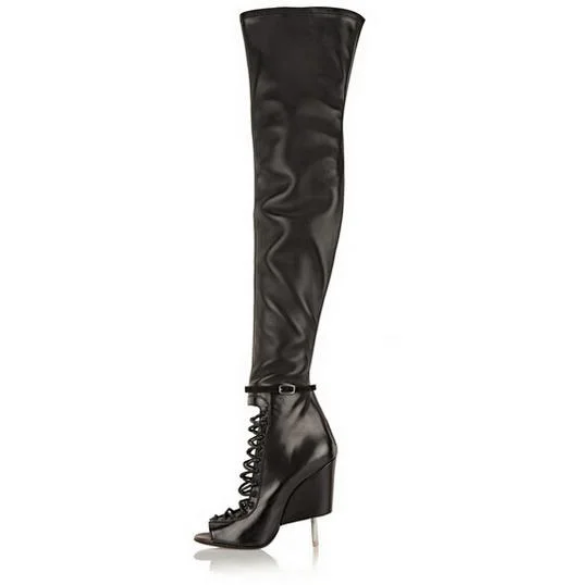 New Arrivals Women Autumn Peep Toe Stiletto Heels Shoes Women Back Zipper Genuine Leather Thigh High Strange Style Boots B112
New Arrivals Women Autumn Peep Toe Stiletto Heels Shoes Women Back Zipper Genuine Leather Thigh High Strange Style Boots B112