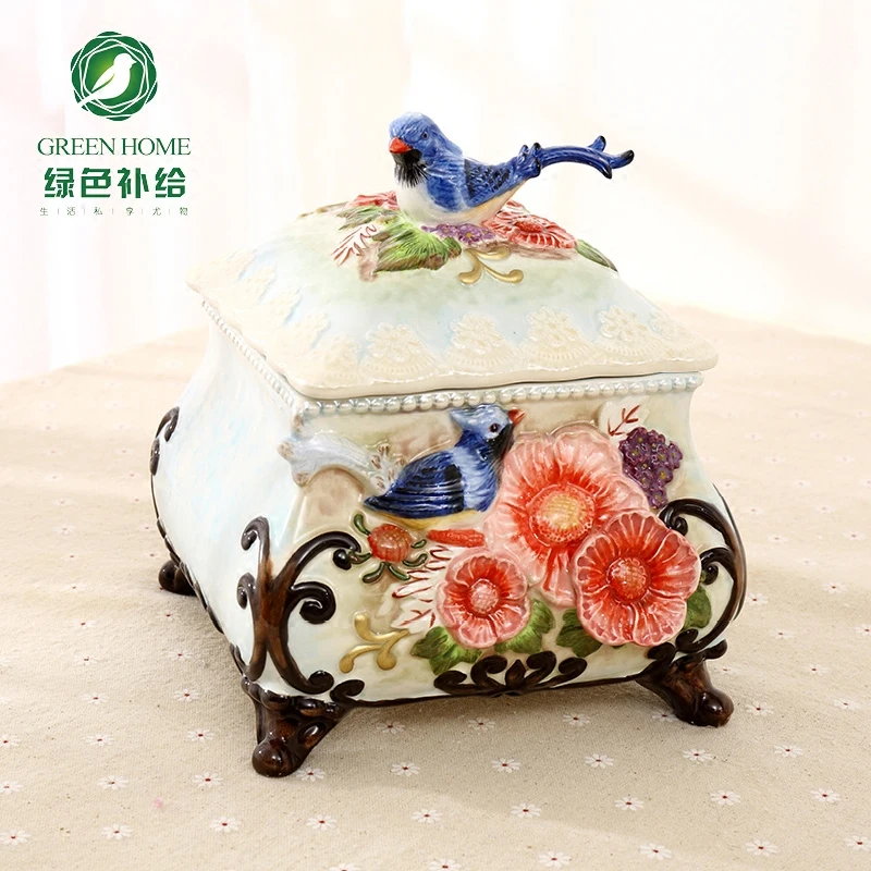 Creative birds ceramic candy jar jewelry storage box tea jar home decor handicraft porcelain figurines wedding decorations
Creative birds ceramic candy jar jewelry storage box tea jar home decor handicraft porcelain figurines wedding decorations