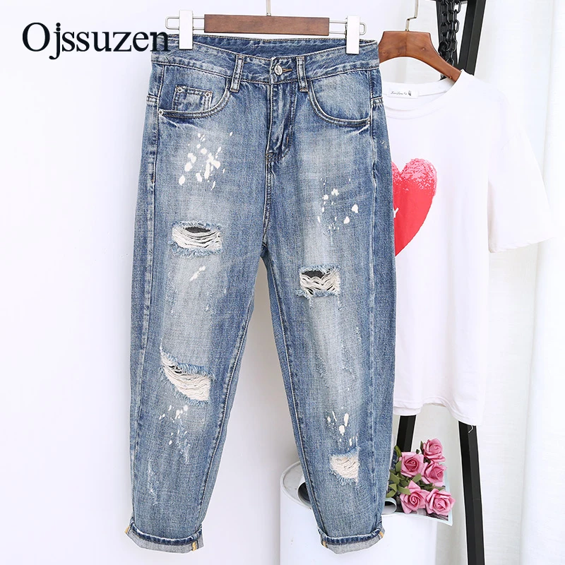 Distressed Jeans Woman 2019 New Pants Broken Blue Frayed Harem Pants Women's Ripped Hole Jeans Plus Size 4XL 5XL
Distressed Jeans Woman 2019 New Pants Broken Blue Frayed Harem Pants Women's Ripped Hole Jeans Plus Size 4XL 5XL