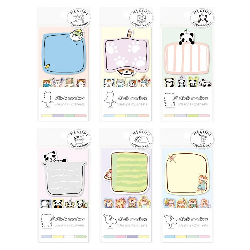 Kawaii Panda Cat Memo Pad N Times клейкие наклейки блокнот бумажные заклады этикетки школьные