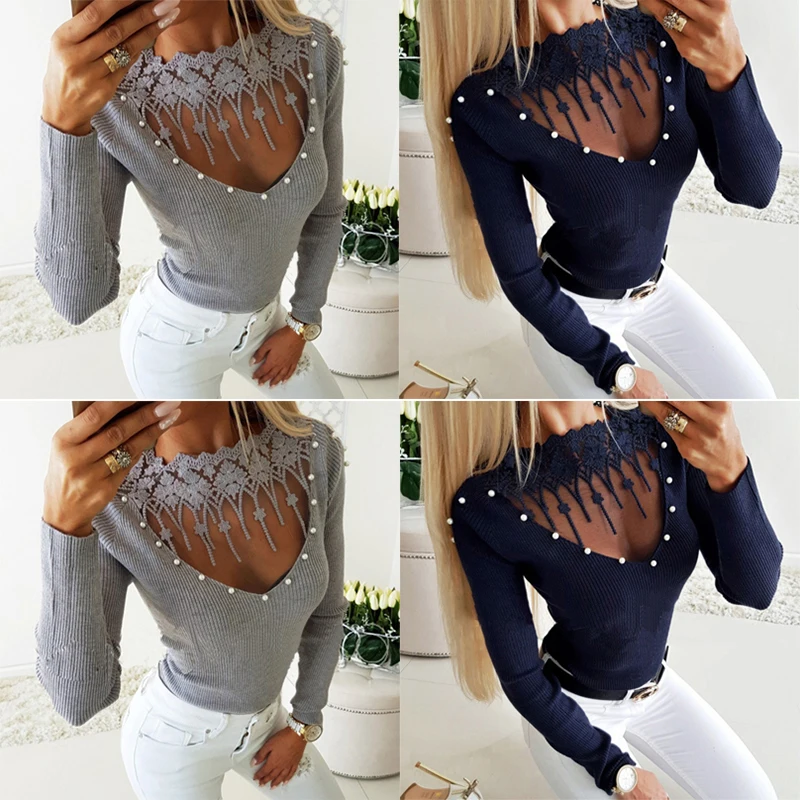 Lace Hollow Out Spring Knit Pullovers Sweaters Women Long Sleeve Basic Sweater Pullover Knitted Casual Beading Female Jumper
Lace Hollow Out Spring Knit Pullovers Sweaters Women Long Sleeve Basic Sweater Pullover Knitted Casual Beading Female Jumper