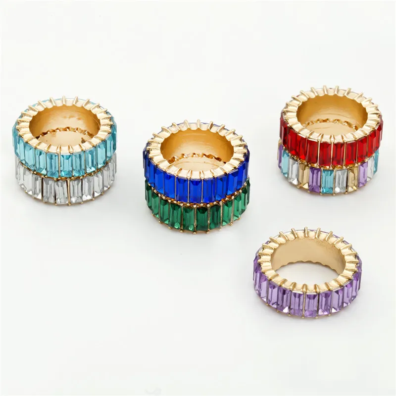 Женские кольца с разноцветными кристаллами Размер 7 # подарочное ювелирное