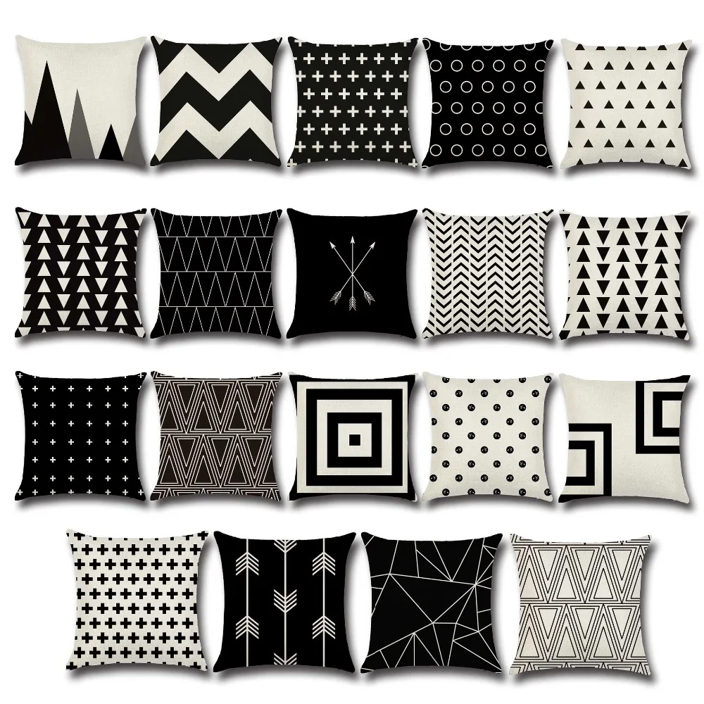 mylb Pillow Case Black and White Pattern Pillowcase Cotton Linen Printed 18x18 Inches Geometry Euro Pillow Covers
mylb Pillow Case Black and White Pattern Pillowcase Cotton Linen Printed 18x18 Inches Geometry Euro Pillow Covers