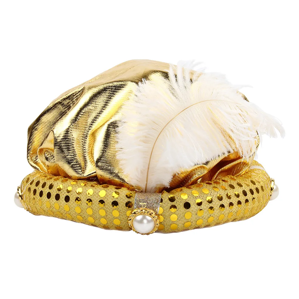 Feather Plume Faux Pearl Glitter Turban Gold Gypsy Fortune Teller Hat Cosplay Party Costume Theater Props
Feather Plume Faux Pearl Glitter Turban Gold Gypsy Fortune Teller Hat Cosplay Party Costume Theater Props