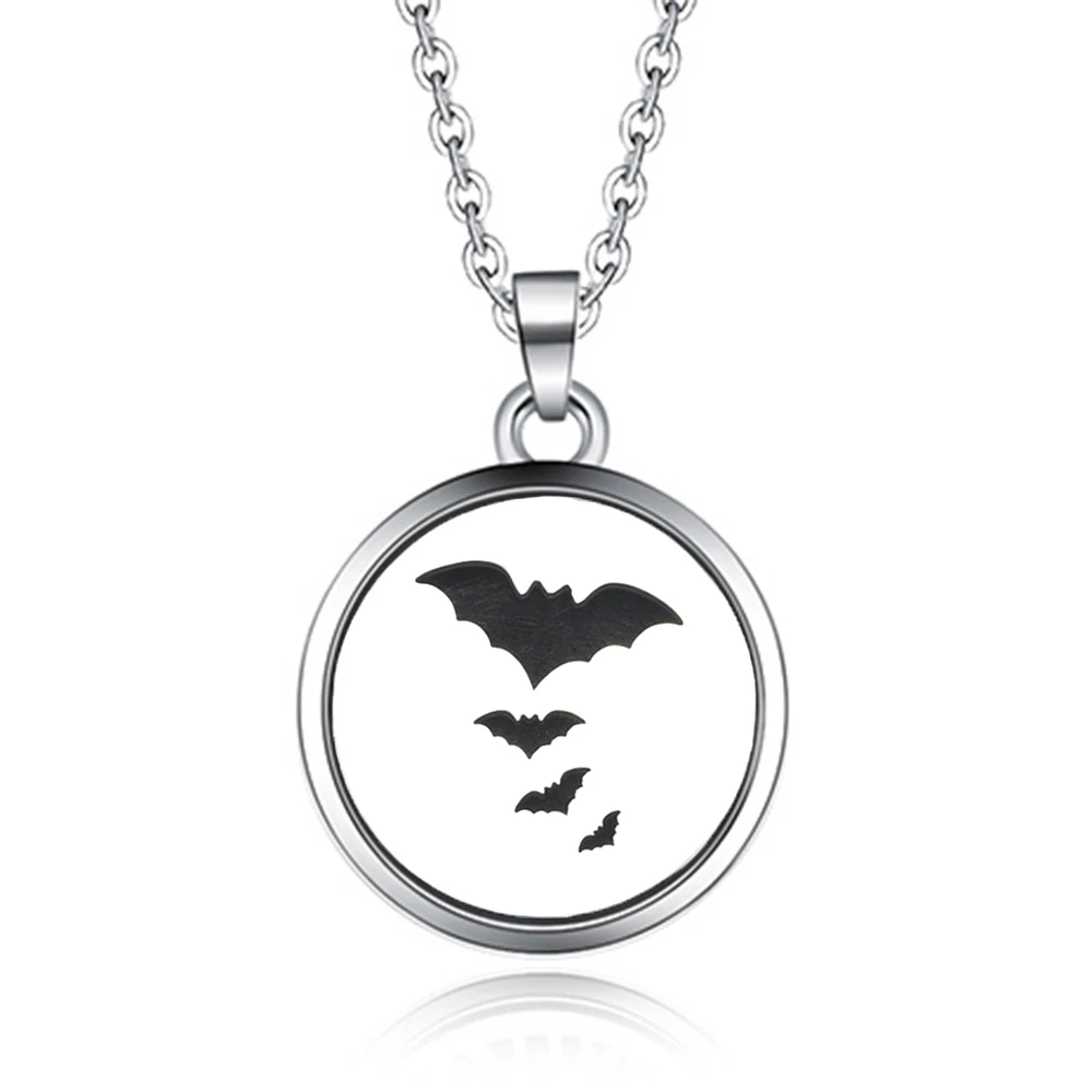 Round 27MM Bat shape Aroma Pendant Necklace Stainless Steel Aromatherapy Essential Oil Diffuser Perfume Box Locket Pendant
Round 27MM Bat shape Aroma Pendant Necklace Stainless Steel Aromatherapy Essential Oil Diffuser Perfume Box Locket Pendant