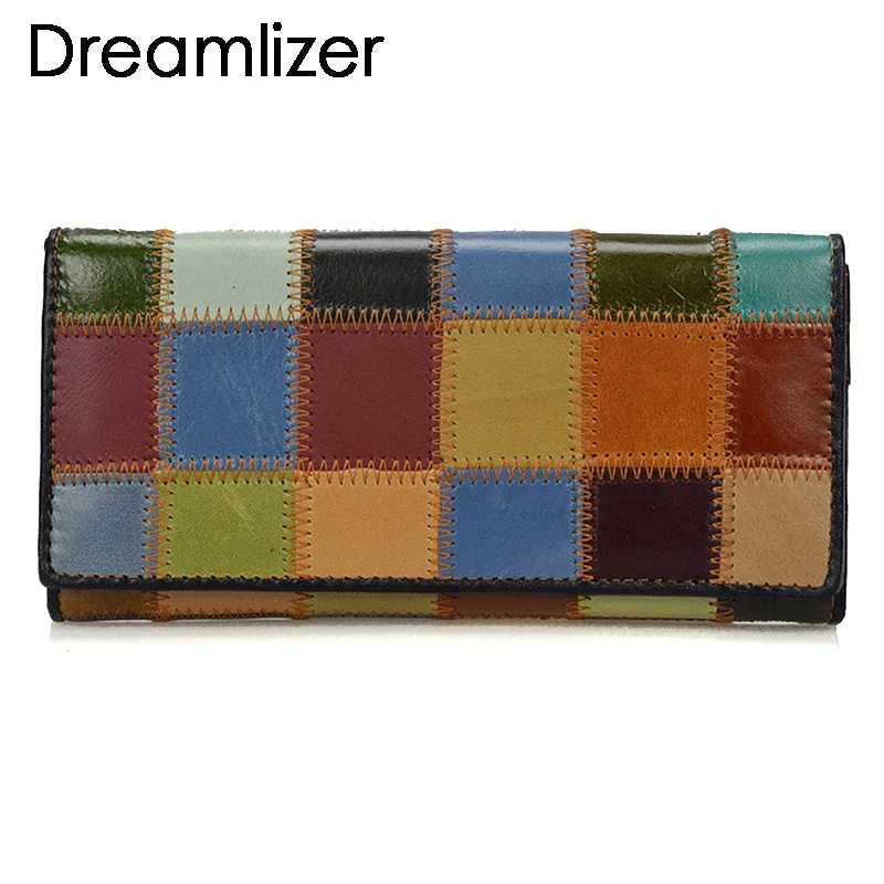 Женский Длинный кошелек Dreamlizer модный разноцветный клатч из натуральной кожи на