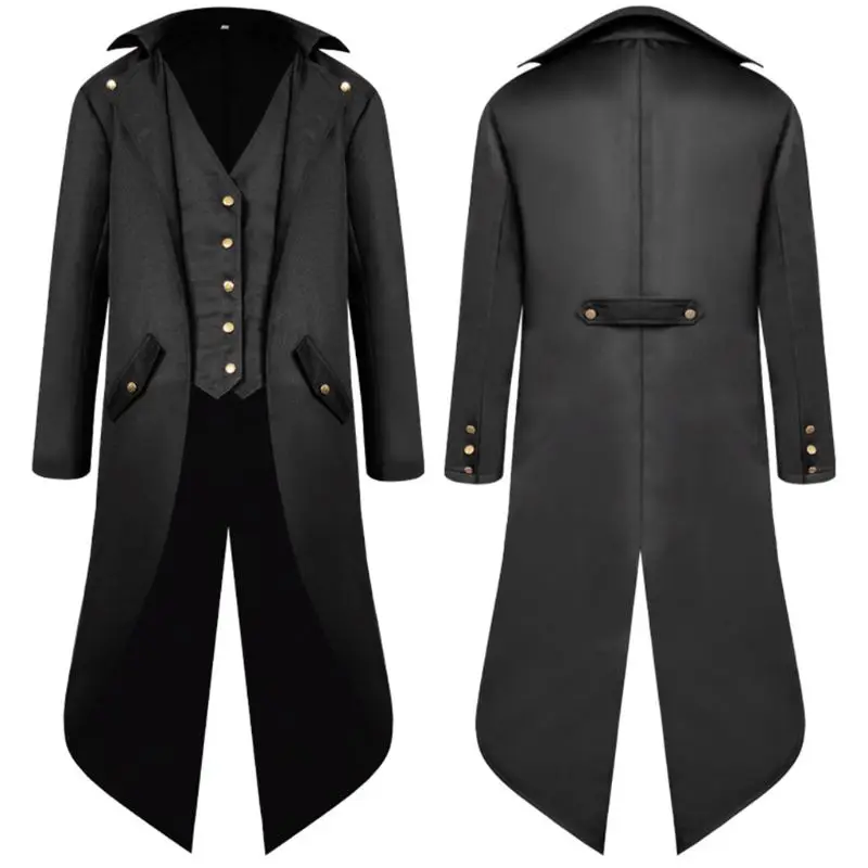 Men Long Sleeve Steampunk Victorian Jacket Gothic Button Swallow-Tail Coat Cosplay Costume Vintage Middle Ages Halloween Uniform
Men Long Sleeve Steampunk Victorian Jacket Gothic Button Swallow-Tail Coat Cosplay Costume Vintage Middle Ages Halloween Uniform