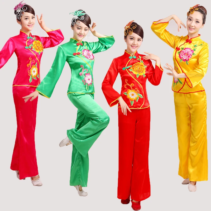 New Women Peony Embroidery Yangko Dance Costumes Red\green Long Sleeves Fan Waist Drum Middle-aged Group National Square
New Women Peony Embroidery Yangko Dance Costumes Red\green Long Sleeves Fan Waist Drum Middle-aged Group National Square