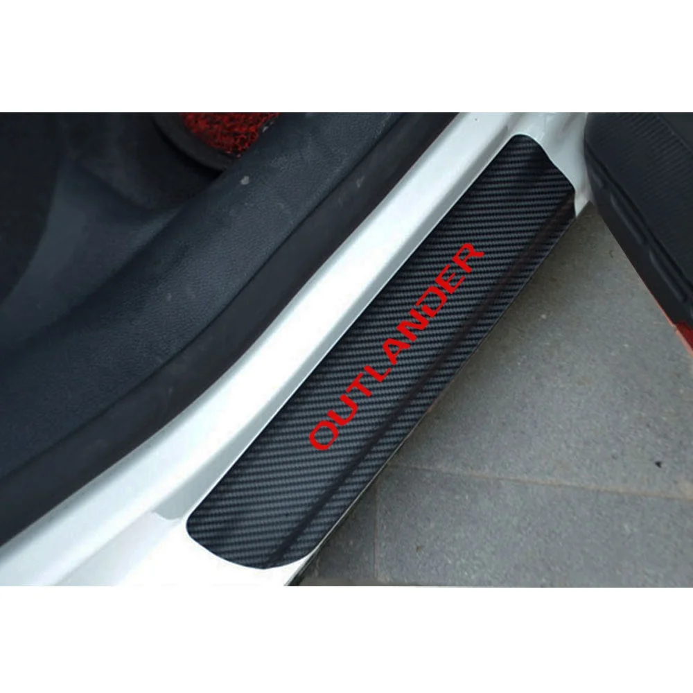 For Mitsubishi OUTLANDER Carbon Fiber Vinyl Sticker Car Door Sill Protector Scuff Plate Accessories | Автомобили и мотоциклы