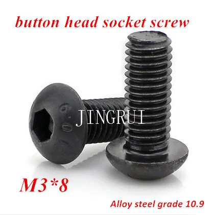 200pcs M3*8 Hexagon Socket Button Head Cap Screw Grade 10.9 Alloy Steel ISO7380