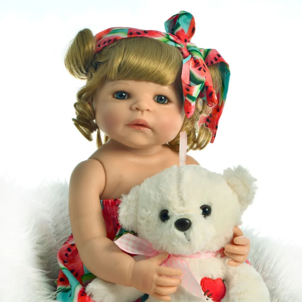 

55CM Full Body SIlicone Reborn Babies Doll Bath Toy Lifelike vinyl Newborn Princess Baby Doll Bonecas Bebes Reborn Menina