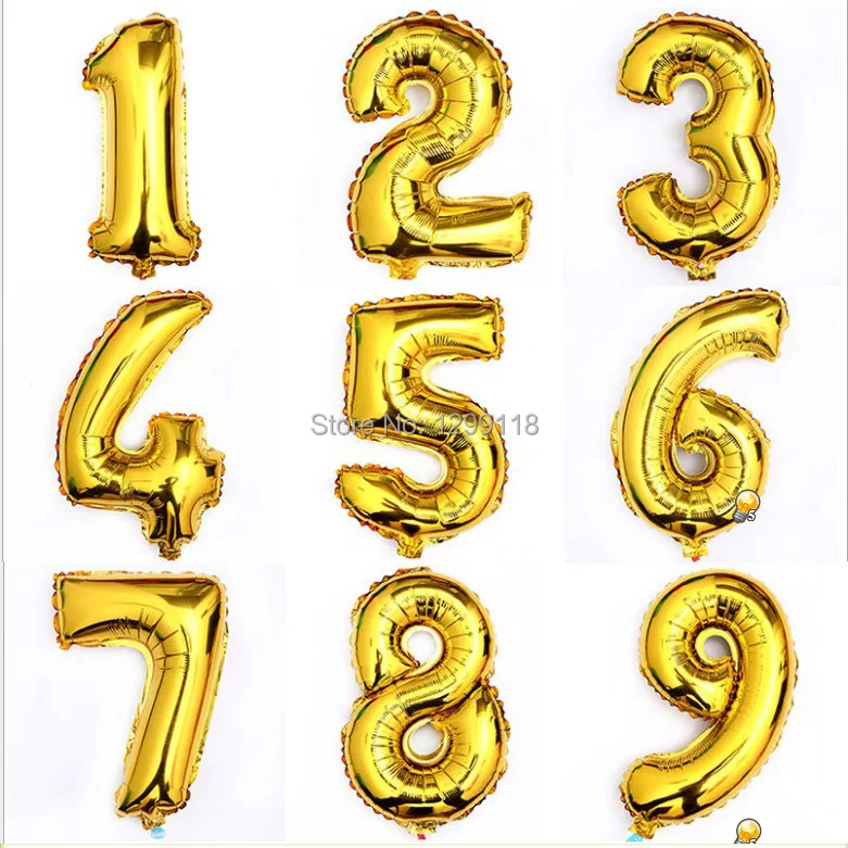 

1 шт. 16 дюймов золотые цифры 0-9 алюминиевая фольга Воздушные шары цифровой день рождения свадьбы партии украшения цифры баллон
