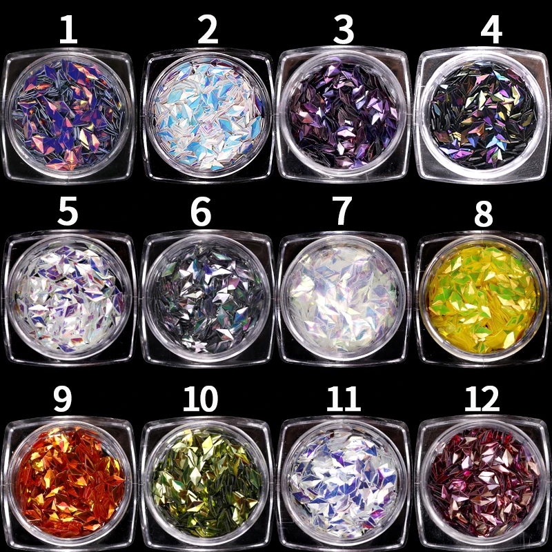 NEWBY 1g/jar Unicorn Rhombus Triangle Nail Glitter Sequins Spangle AB Color Acrylic Tips UV Gel Polish Art Decoration Tools | Красота и