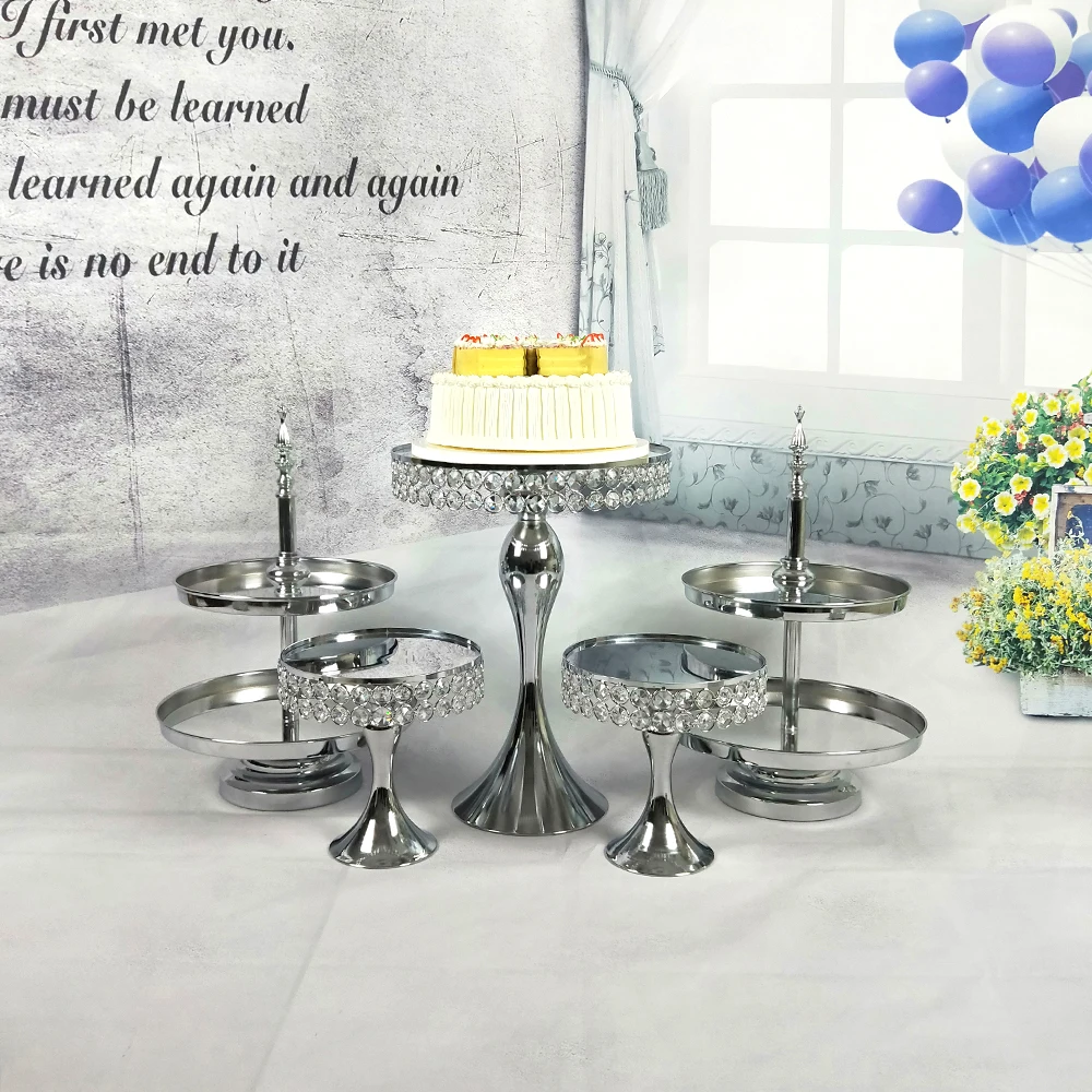Серебряное зеркало с кристаллами подставка для кекса зеркальное лицо 1/3 яруса