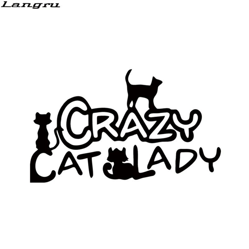 Langru новый дизайн стильный автомобиль сумасшедшая кошка леди стикер виниловая