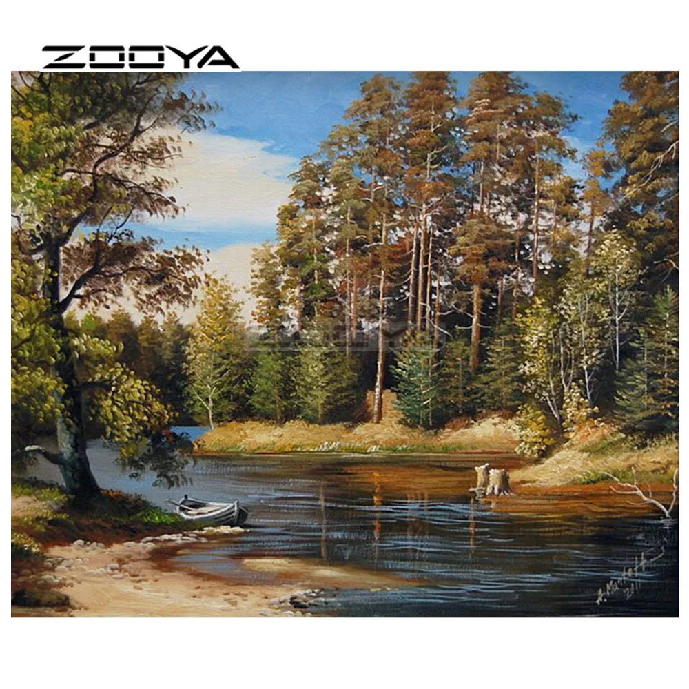 Алмазная вышивка ZOOYA 5D алмазная живопись сделай сам лесное дерево пейзаж