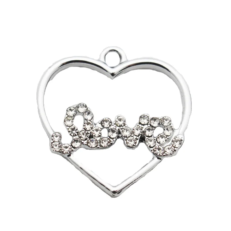 Newest 20pcs/lot Metal Silver Heart Love Crystal Dangle Charms Lobster Clasp Charms For DIY Bracelet Necklace Jewelry
Newest 20pcs/lot Metal Silver Heart Love Crystal Dangle Charms Lobster Clasp Charms For DIY Bracelet Necklace Jewelry