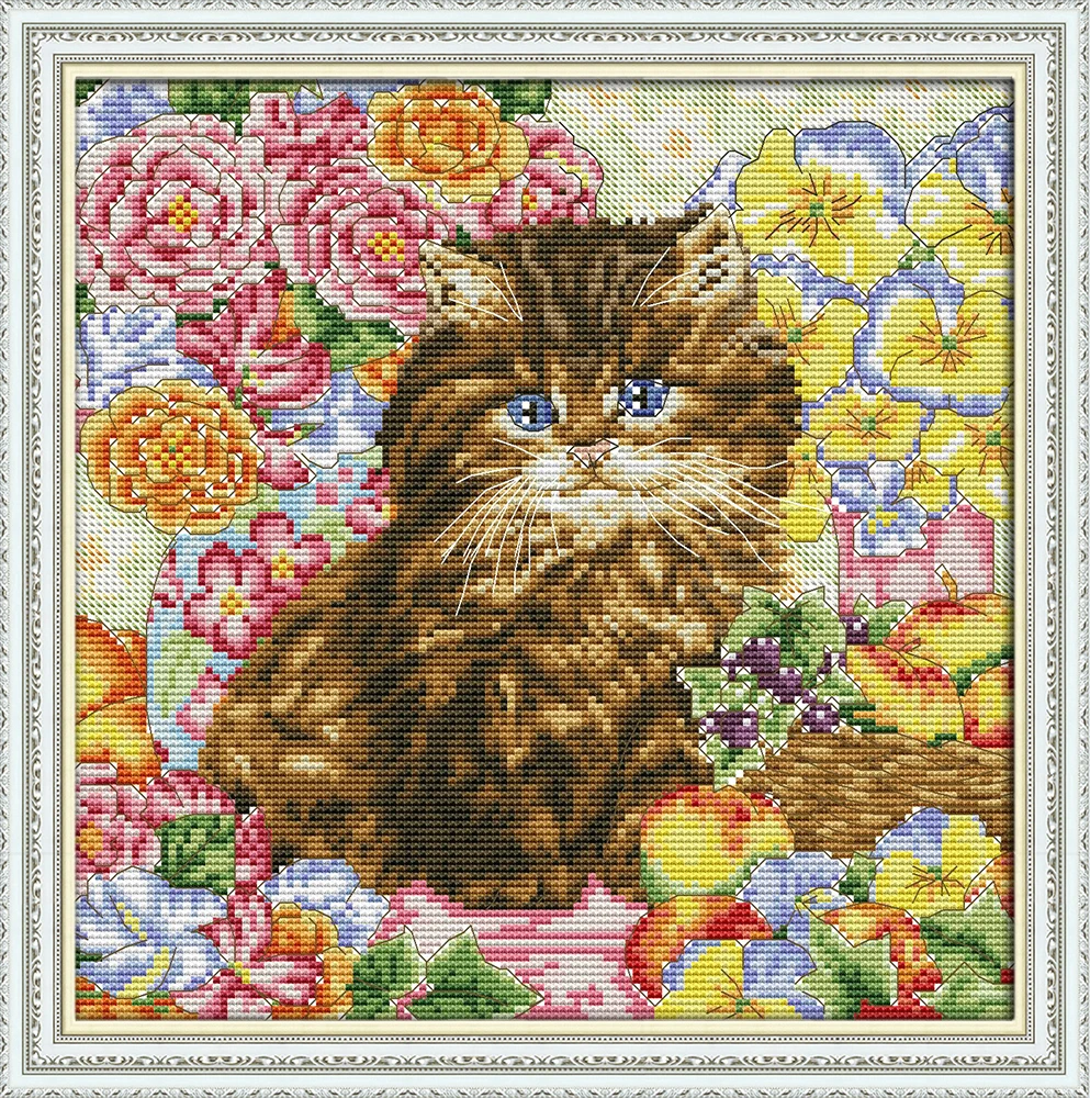 Cat in the flower cross stitch kit aida 14ct 11ct count print canvas stitches embroidery DIY handmade needlework
Cat in the flower cross stitch kit aida 14ct 11ct count print canvas stitches embroidery DIY handmade needlework
