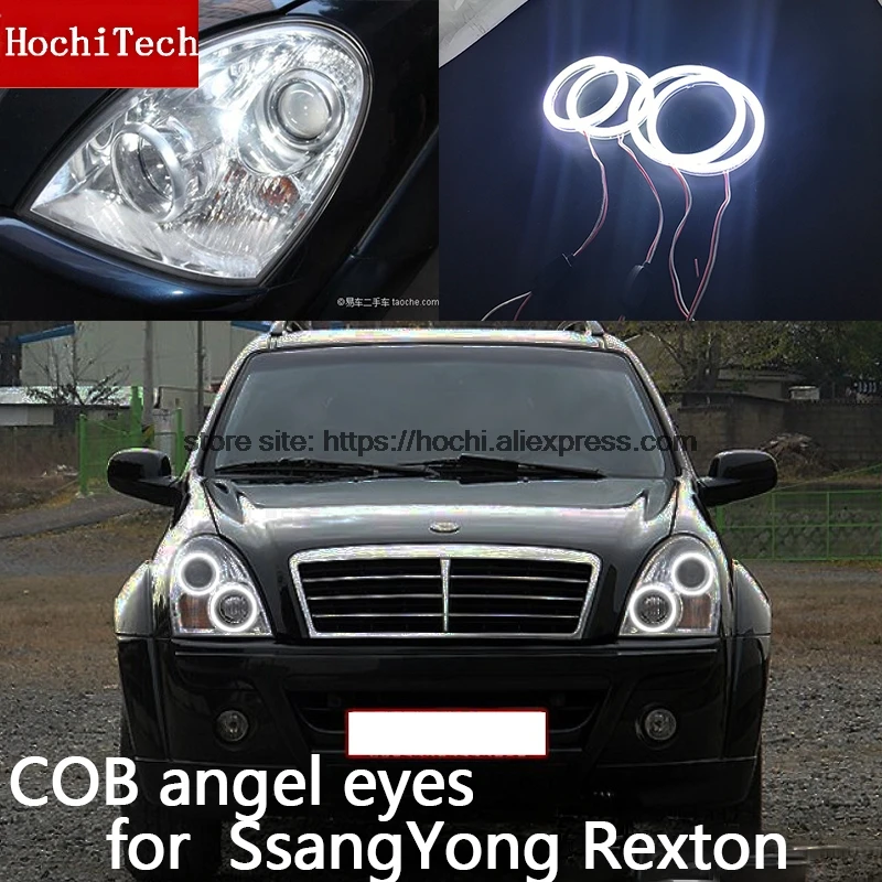 Для Ssangyong Rexton 2006 2007 2008 2009 2010 2011 COB светодиодный дневсветильник Белый Halo Cob Led Angel Eyes