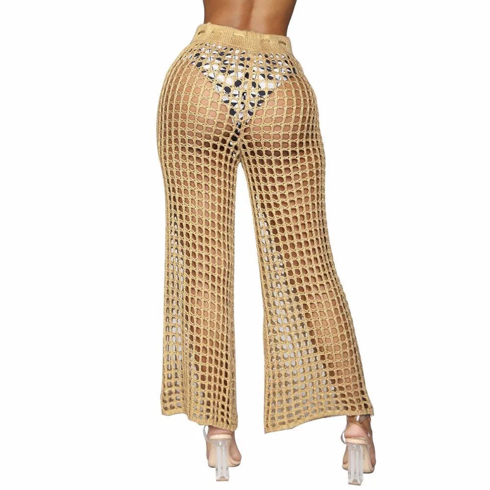 Summer Drawstring Knit Long Pants Sexy Hollow Out See Through Perspective Loose Fishnet Trousers Casual Lace Up Bandage Pants
Summer Drawstring Knit Long Pants Sexy Hollow Out See Through Perspective Loose Fishnet Trousers Casual Lace Up Bandage Pants