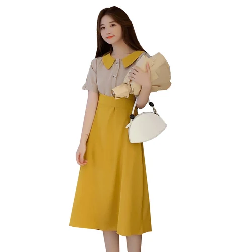 Vintage Loose Casual Brief 2 Pcs Set Single Breasted High Waist A-line Summer Set Women Korean Peter Pan Collar Two Piece Set
Vintage Loose Casual Brief 2 Pcs Set Single Breasted High Waist A-line Summer Set Women Korean Peter Pan Collar Two Piece Set