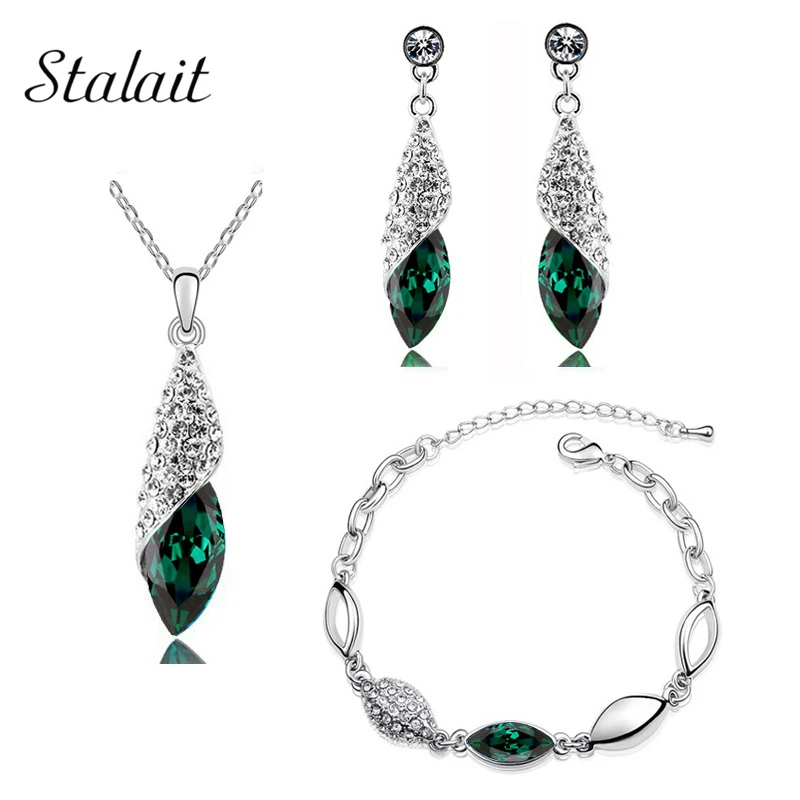 Horse Eye Shaped Full Drilling Crystal Rhinestone Green Necklace Water Drop Earring Bracelet Jewelry Set For Mother's Gift
Horse Eye Shaped Full Drilling Crystal Rhinestone Green Necklace Water Drop Earring Bracelet Jewelry Set For Mother's Gift