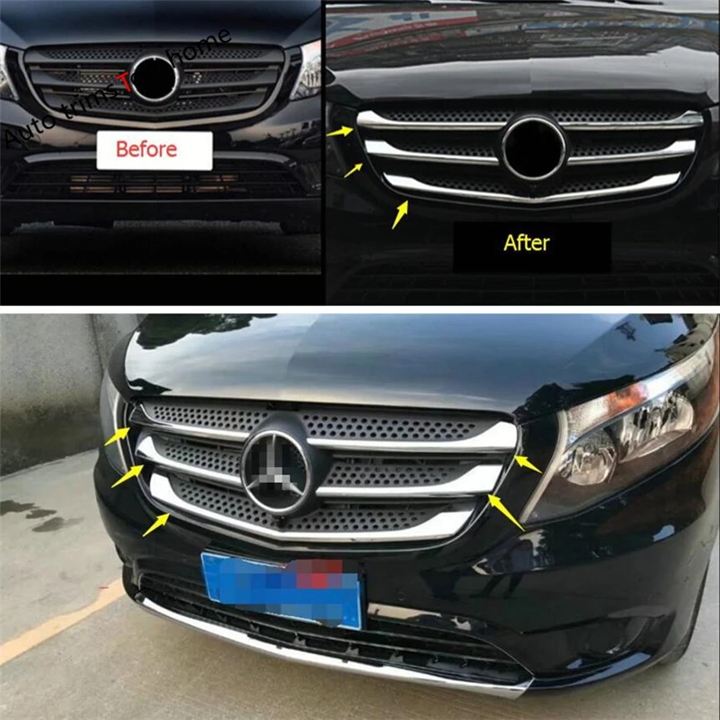 Передняя крышка решетки радиатора Yimaautotrims Обложка отделка 5 шт./компл. для Mercedes Benz