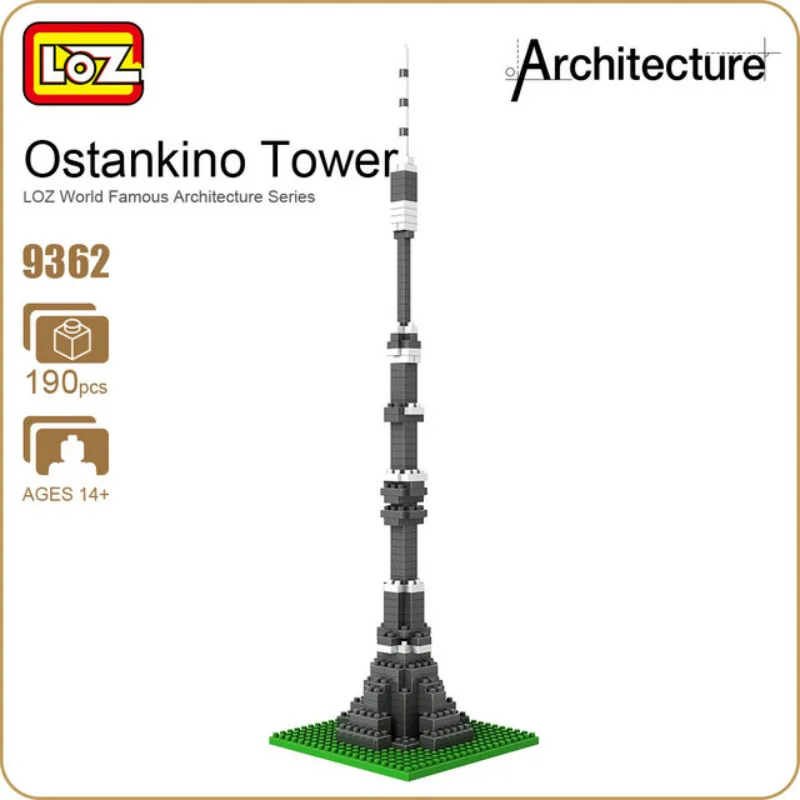 LOZ Diamond Nano всемирно известная архитектура Ostankino Tower Москва 3D модель строительные
