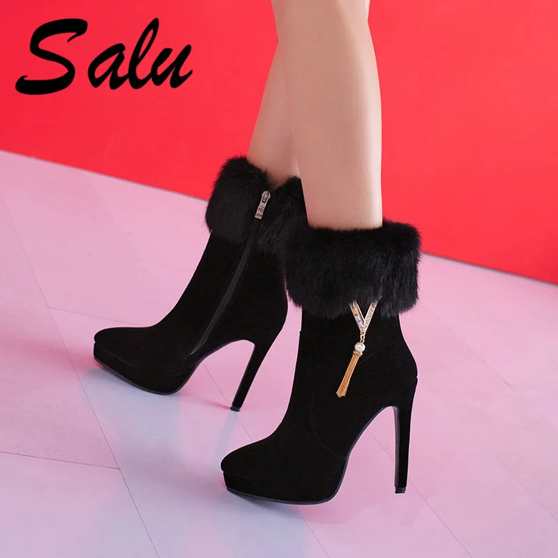 Salu Plus Size 34-43 High Heels Boots Women Zipper Round Toe Pu Diamond Boots Female Studded Platform Shoes Woman Winter
Salu Plus Size 34-43 High Heels Boots Women Zipper Round Toe Pu Diamond Boots Female Studded Platform Shoes Woman Winter