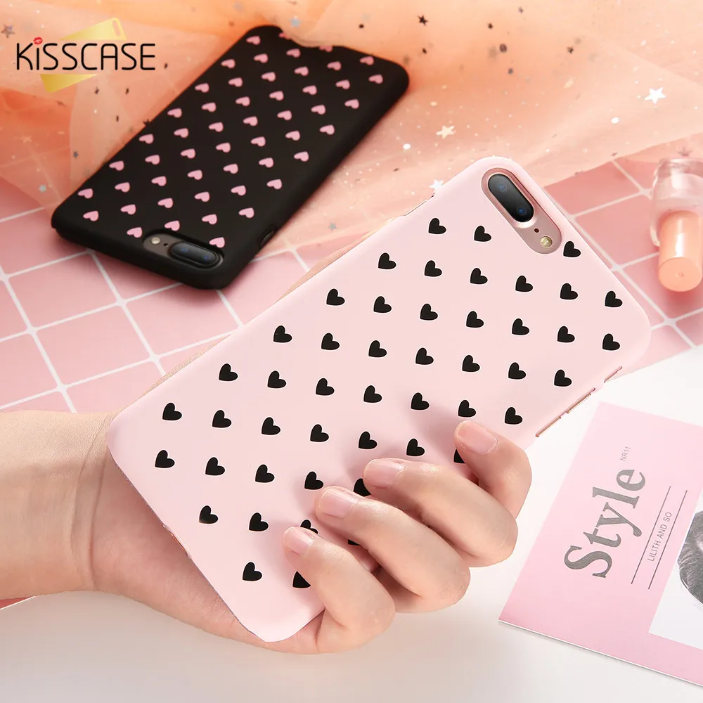 Чехол kisscase для iPhone 6 6S plus чехол 7 8 X 10 милый розовый с сердечком пары черный iphone 5s se