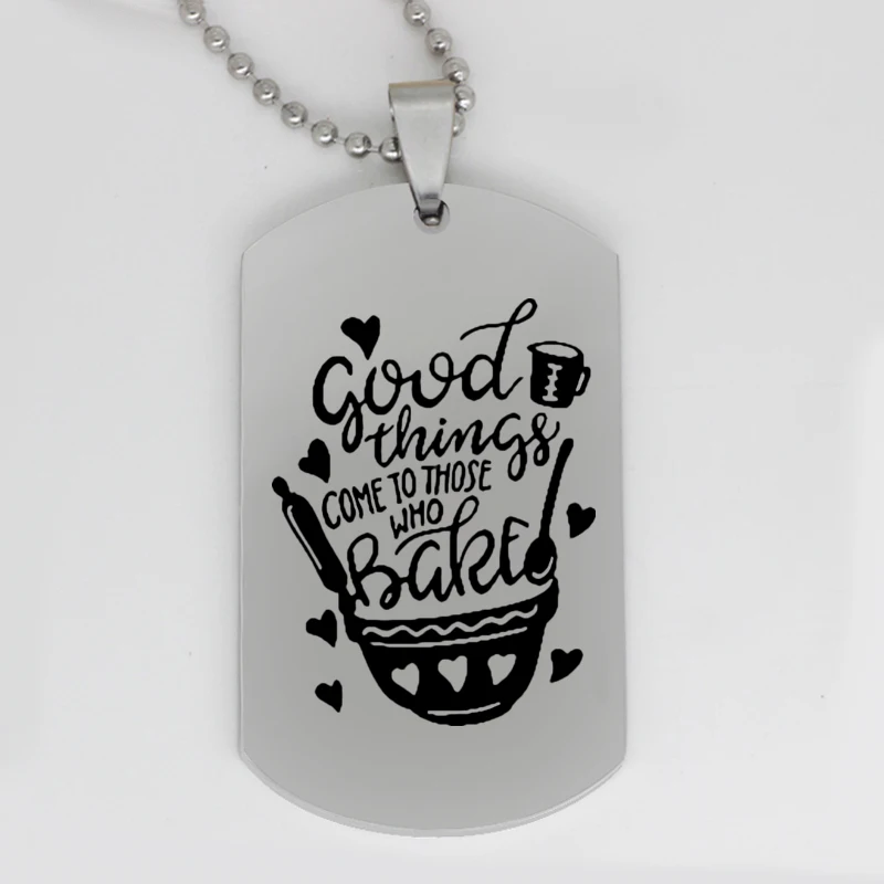 Ufine jewelry family gift pendant army card good things come to those who baked stainless steel customed necklace N4215 | Украшения и