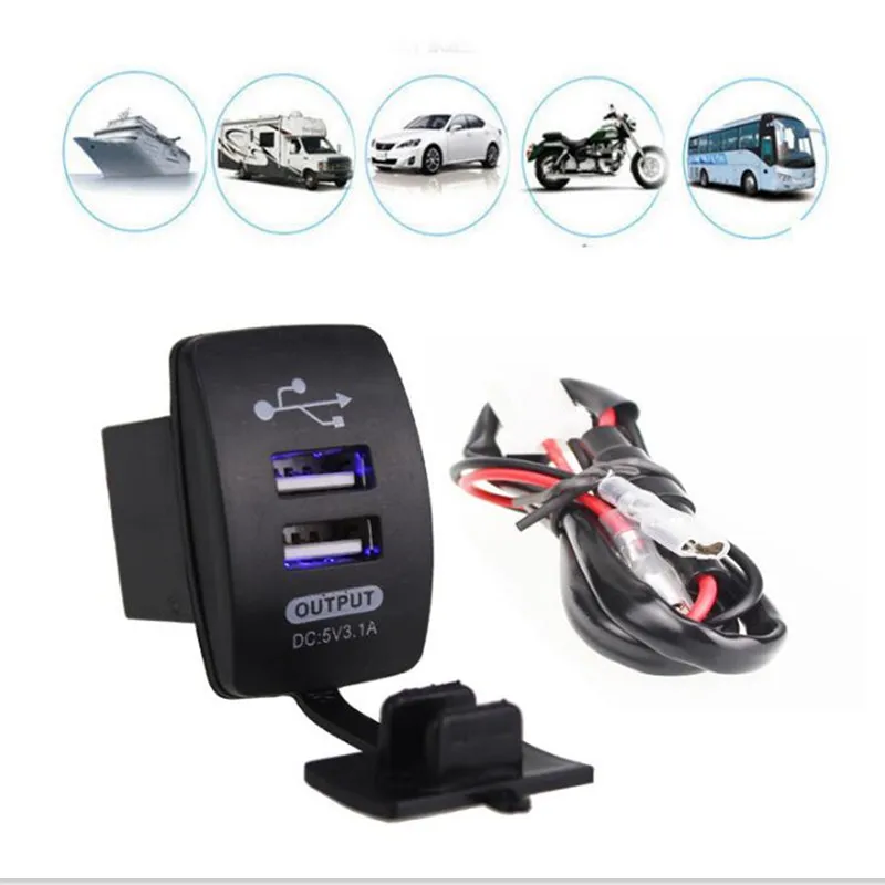 12-24V Dual USB Car Charger Rocker Switch 5V 3.1A Universal Auto Mobile Phone Charger For Car Motorcycle Electric Car Boat
12-24V Dual USB Car Charger Rocker Switch 5V 3.1A Universal Auto Mobile Phone Charger For Car Motorcycle Electric Car Boat