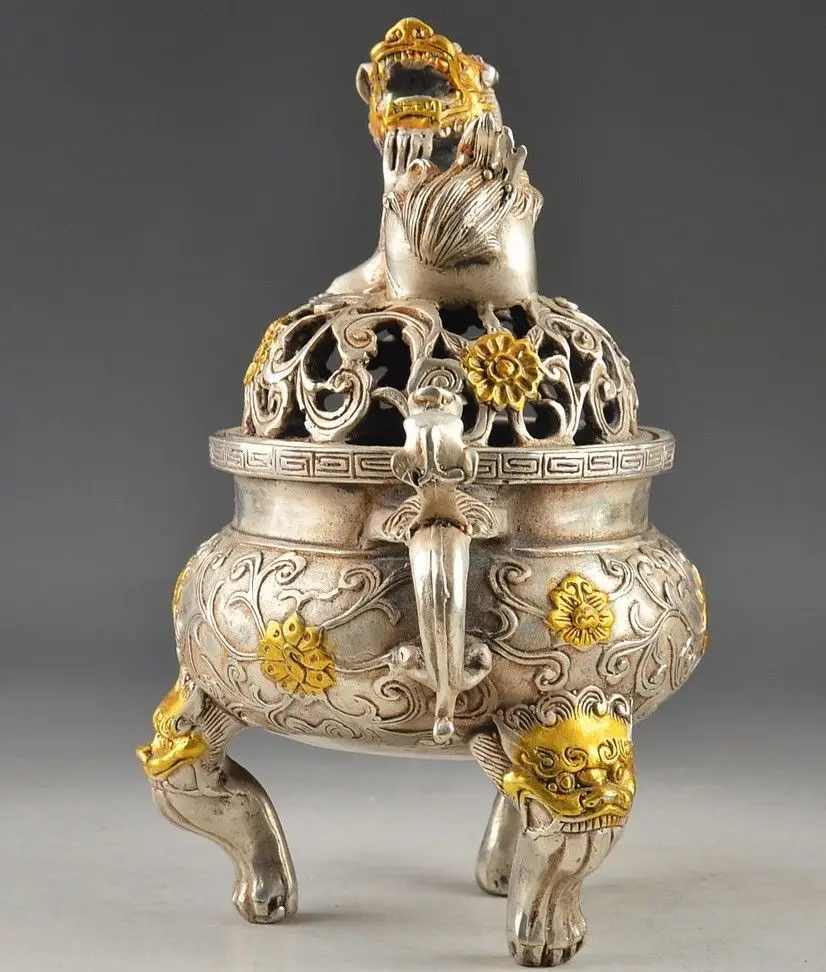 Exquisite Chinese White Copper Old Exorcism Handwork Tibetan Kirin Incense Burner
Exquisite Chinese White Copper Old Exorcism Handwork Tibetan Kirin Incense Burner