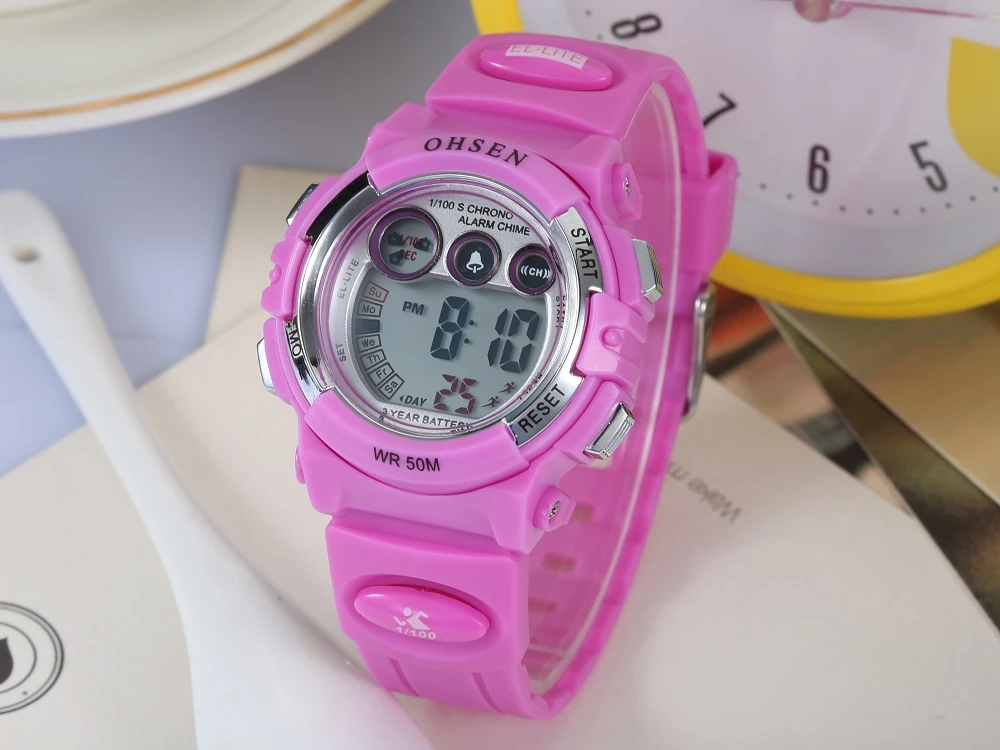 Top Ohsen женские водонепроницаемые спортивные цифровые наручные часы Фиолетовый