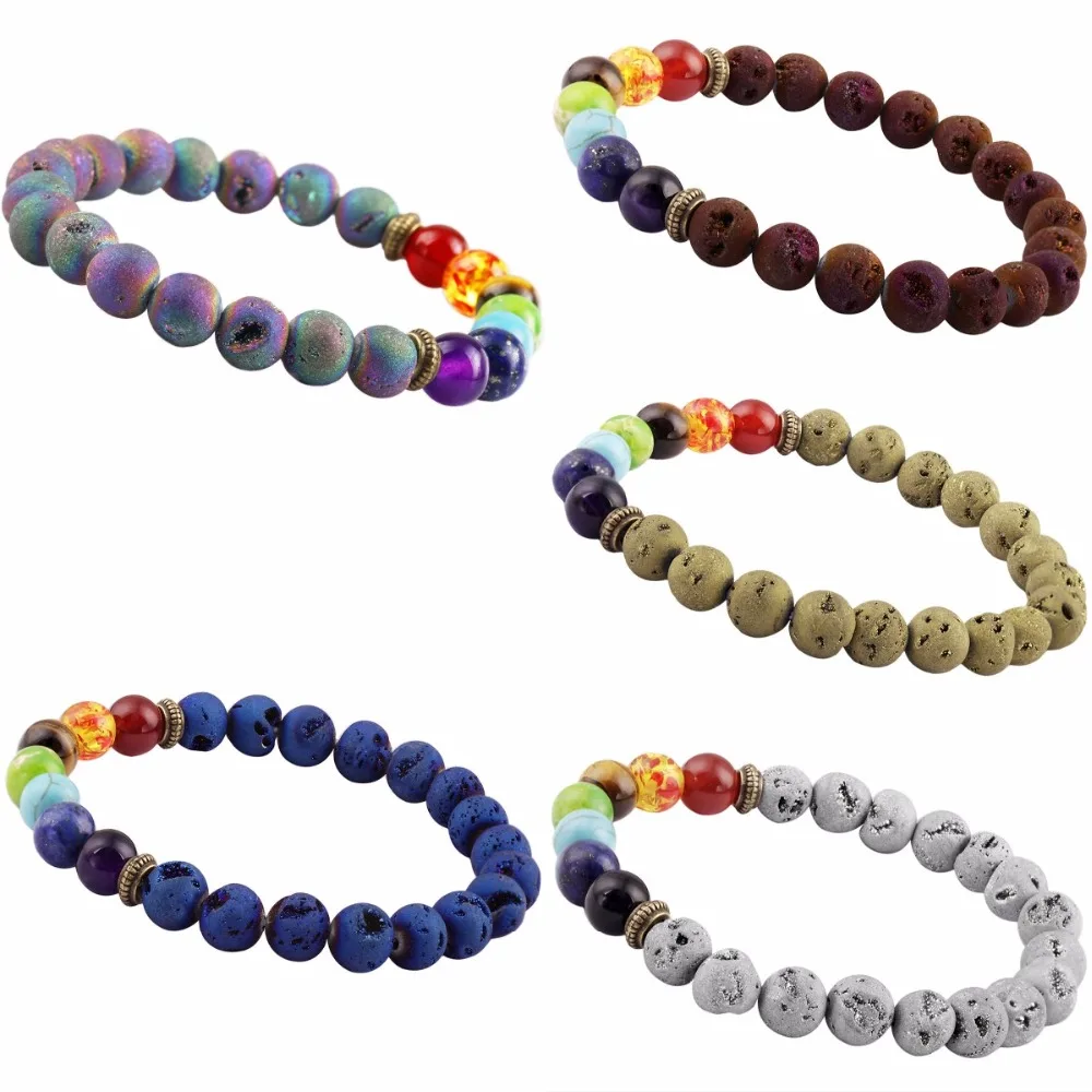 SUNYIK Titanium Coated Crystal Druzy Geode Stone Bracelet,7 Chakra Healing,Balancing Reiki,Yoga Jewelry For Women
SUNYIK Titanium Coated Crystal Druzy Geode Stone Bracelet,7 Chakra Healing,Balancing Reiki,Yoga Jewelry For Women