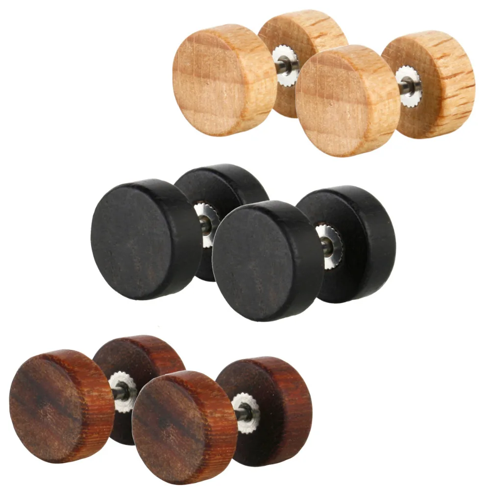 JewelrieShop Men Earrings Studs Wooden Cheater Fake Plugs 3 Pairs Screw Stud Earrings Set
JewelrieShop Men Earrings Studs Wooden Cheater Fake Plugs 3 Pairs Screw Stud Earrings Set