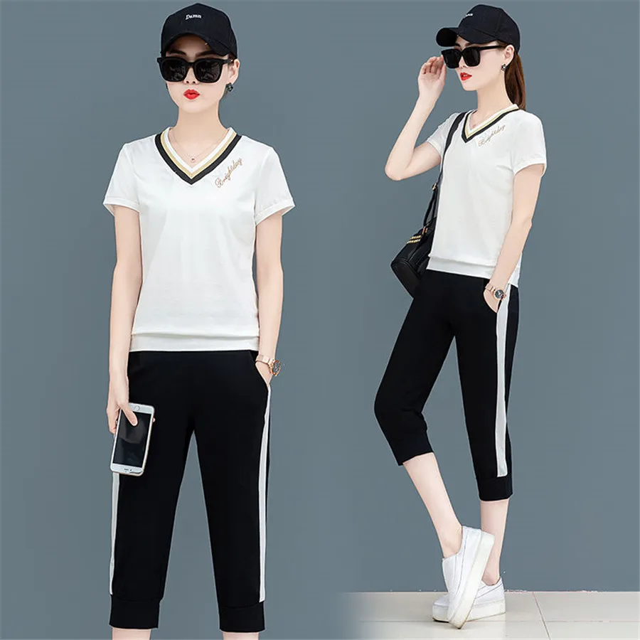 Plus Size New Women Summer Casual Two-piece Suits O-Neck Short T Shirt+ short Pants Tracksuit Women Sets
Plus Size New Women Summer Casual Two-piece Suits O-Neck Short T Shirt+ short Pants Tracksuit Women Sets