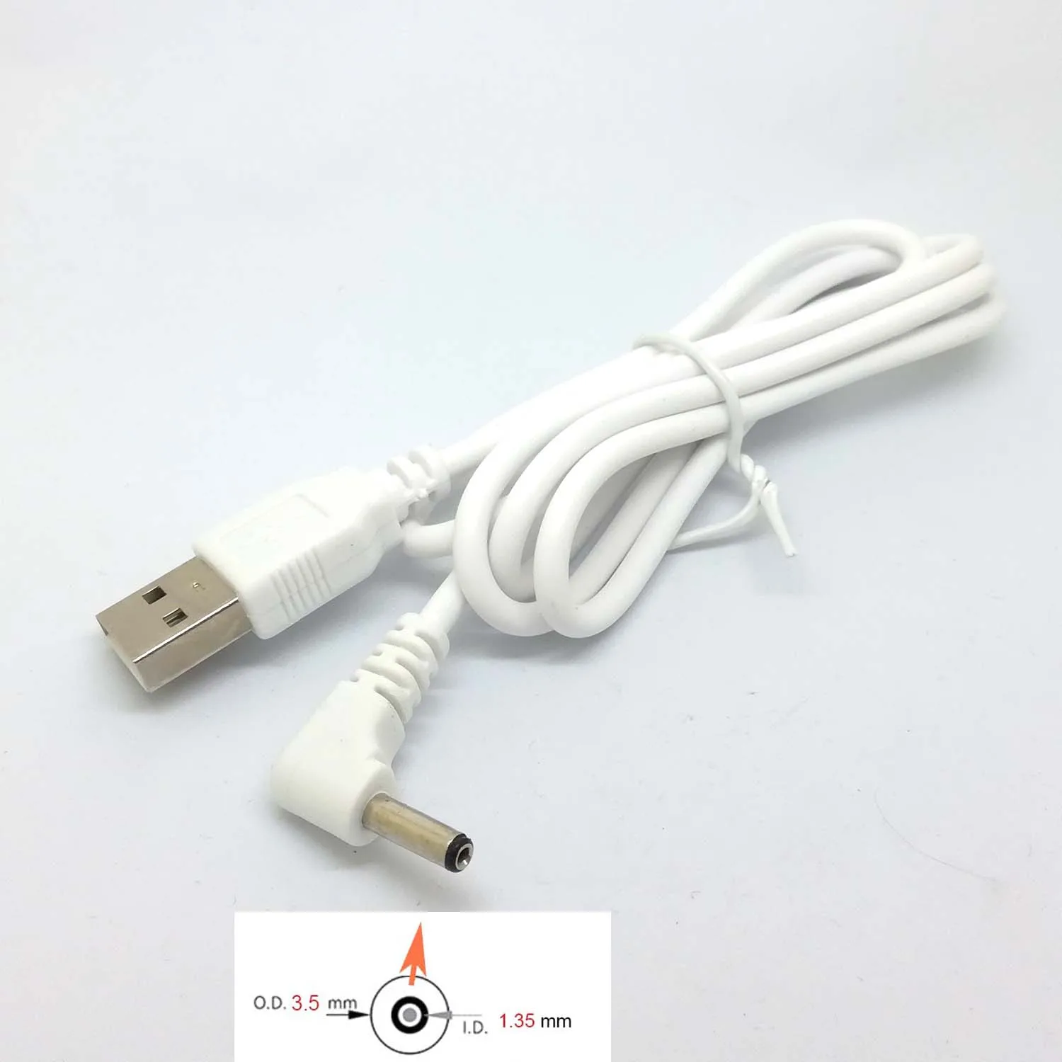 90 Угол ПК USB папа до 5 В DC 3 мм X 1 35 баррель разъем Кабель питания Шнур адаптер Белый