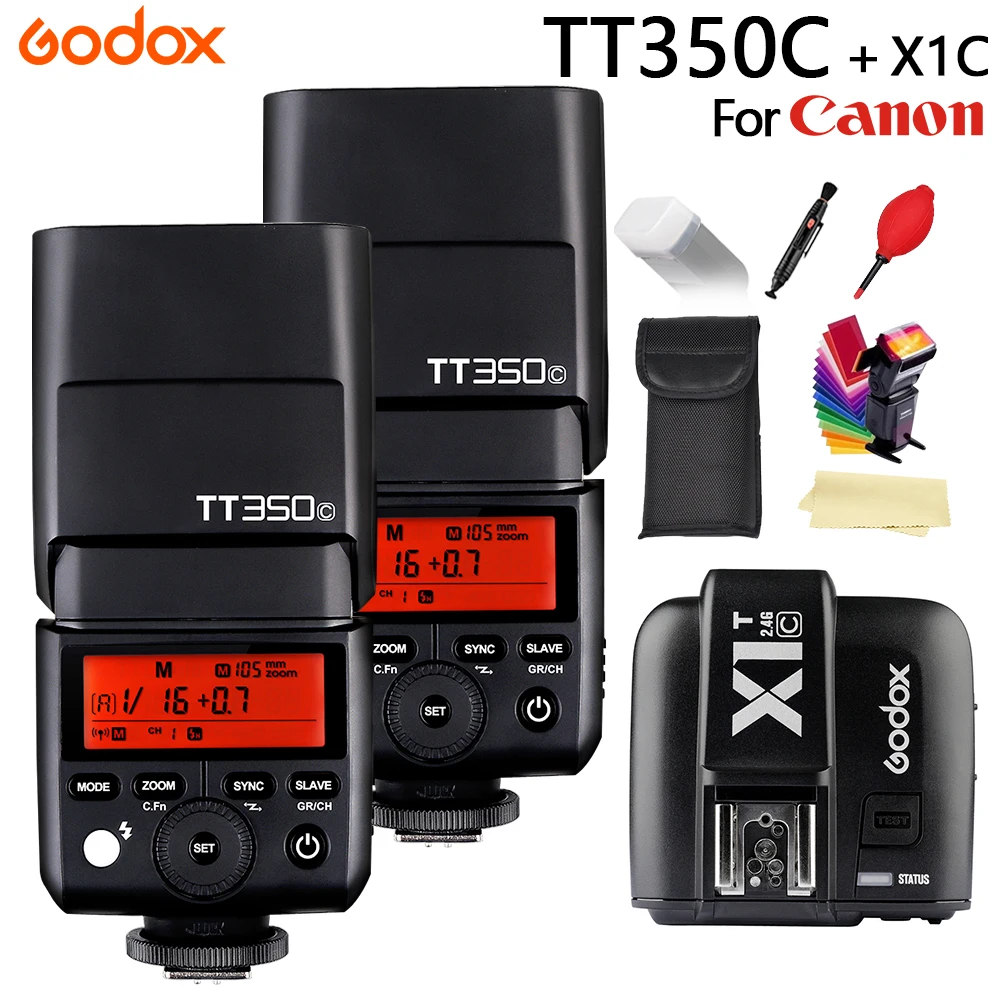 

Мини-вспышка GODOX TT350, Вспышка Speedlite, фонари 2 * TT350-C + X1T-C TTL HSS 1/8000s 2,4g, Беспроводная Карманная вспышка GN36 для цифровой зеркальной камеры Canon
