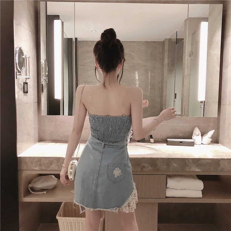denim women two piece outfits summer strapless crop top sexy Backless off shoulder tops bodycon mini-skirt fashion Women's Sets
denim women two piece outfits summer strapless crop top sexy Backless off shoulder tops bodycon mini-skirt fashion Women's Sets