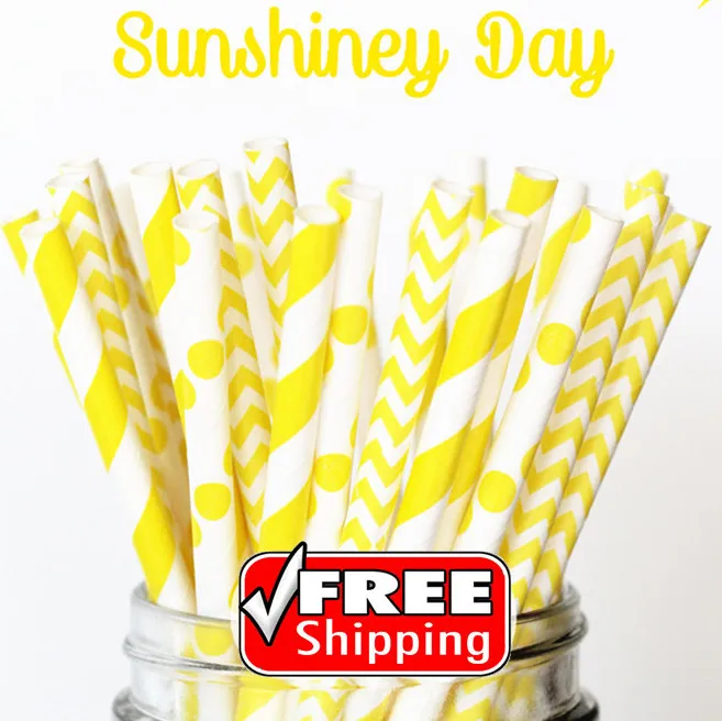 150pcs Mixed 3 Designs SUNSHINEY DAY Yellow Paper Straws, Polka Dot, Chevron, Striped, Party Supplies Decorations
150pcs Mixed 3 Designs SUNSHINEY DAY Yellow Paper Straws, Polka Dot, Chevron, Striped, Party Supplies Decorations