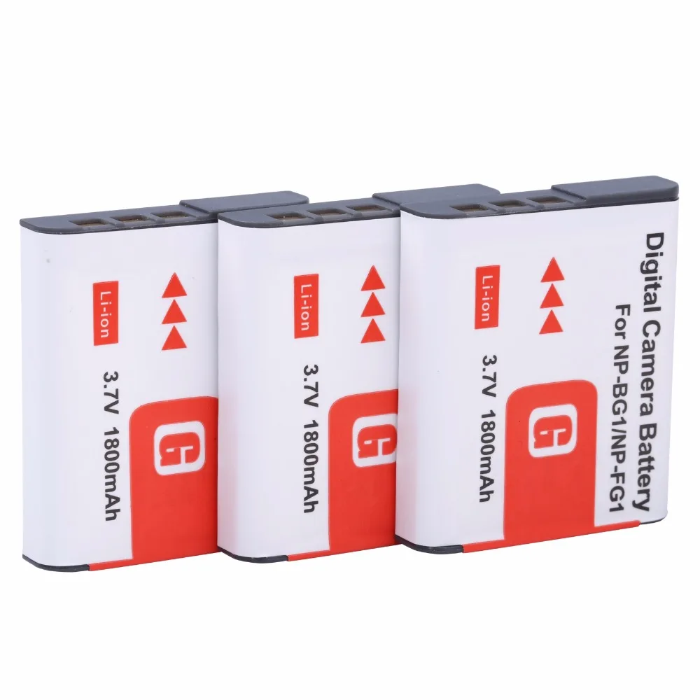 

3* 1800mah NP-BG1 NP BG1 NP-FG1 Battery For SONY Cyber-shot DSC-H3 DSC-H7 DSC-H9 DSC-H10 DSC-H20 DSC-H50 DSC-H55 DSC-H70 DSC-H90