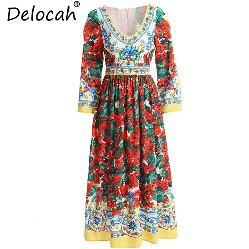 Delocah New Women Spring Summer Dress Runway Fashion Three Quarter V-Neck Floral Printed Elegant Vintage Ladies Vacation Dresses
Delocah New Women Spring Summer Dress Runway Fashion Three Quarter V-Neck Floral Printed Elegant Vintage Ladies Vacation Dresses
