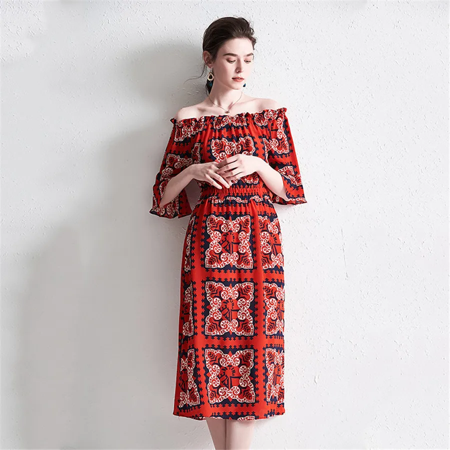 Hodisytian Elegant Women Summer Dress A-line Floral Robe Off Shoulder Mulberry Silk Sundress Slash neck Short Sleeve Vestido
Hodisytian Elegant Women Summer Dress A-line Floral Robe Off Shoulder Mulberry Silk Sundress Slash neck Short Sleeve Vestido