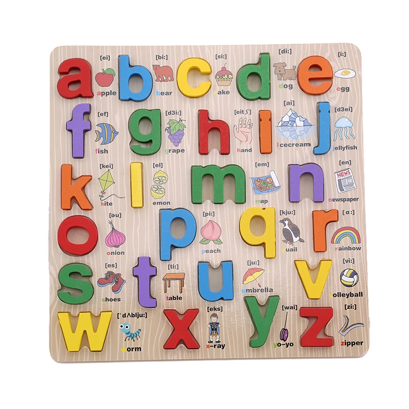 Wood English Letters Children Kids Educational Alphabet Cognition Pronunciation Spell Learning Toys Jigsaw Puzzle | Игрушки и хобби