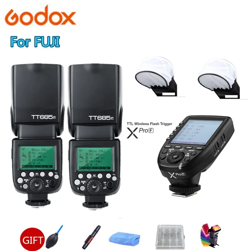 2* Godox TT685F Camera Flash 2.4G HSS 1/8000s TTL GN60 Wireless Speedlite + Xpro-F Transmitter for Fujifilm Fuji Camera
2* Godox TT685F Camera Flash 2.4G HSS 1/8000s TTL GN60 Wireless Speedlite + Xpro-F Transmitter for Fujifilm Fuji Camera